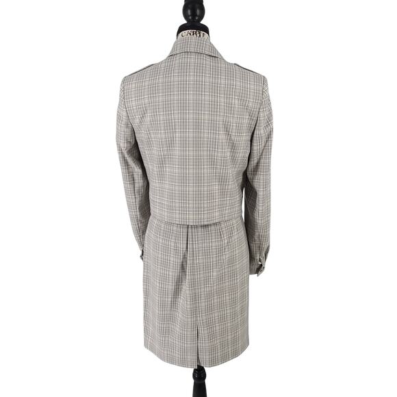 Calvin Klein Women's Plaid Double-Breasted Suit Cropped Set in Plaid Size 4 Twee - Picture 3 of 11